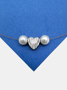 Бусина разделительная сердце ребристое 8мм, родий, Р113