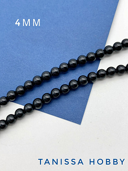 Черный Агат 4мм, 1/2 нити. Б130
