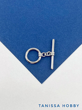 Замок тогл круглый, 14мм, родий, Т104