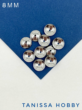 Шапочки для бусин 8мм, 10шт, родий, М708