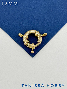 Карабин замок, 18мм штурвал, позолота, Р008