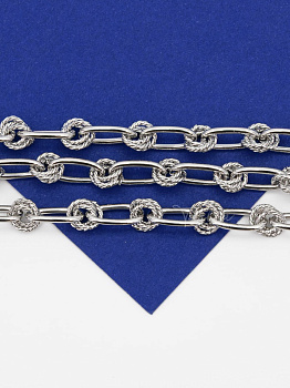 Цепочка овалы вензель 12х6мм, родий, 50см, СН009