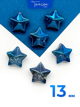 Хрусталь бусина Звезда, синий, 13мм, штука, Х406