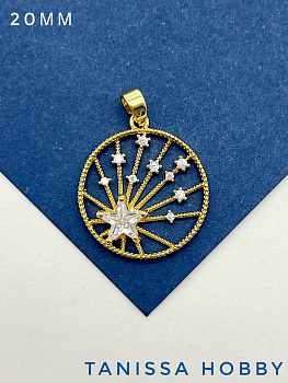 Подвеска звезда, созвездие, 20мм, позолота, Р408
