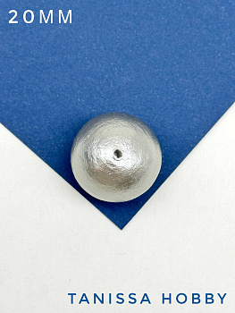 Хлопковый жемчуг 20мм, серый, серебро. Япония. ЖХ37