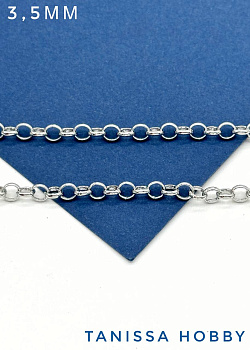 Цепочка ролло, 3,5мм, родий, 50 см, СН104