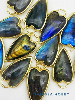 Подвеска вытянутое сердце лабрадор, позолота, Б330