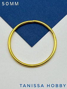 Коннектор круг, основа, кольцо, 50мм, позолота, ЛС033