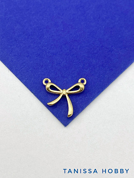 Коннектор бантик, 15мм, сталь, позолота, Ш433