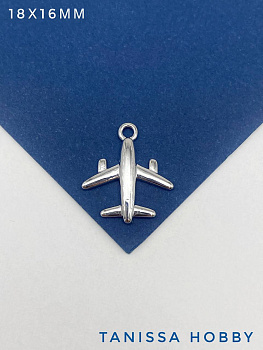 Подвеска самолет 18х16мм, родий, А903