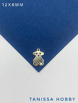 Подвеска медведь с фианитом, 12х8мм, позолота, Ю708