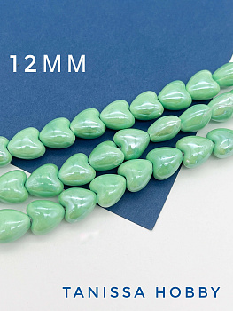 Бусина травяная фарфоровое сердце, штука, П120