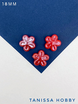 Бусина цветок, керамика, 18мм, красный, штука, П158
