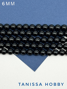Черный Агат 6мм, 1/2 нити. Б131