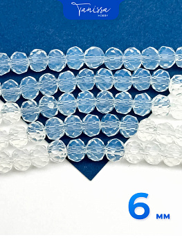 Хрусталь Рондели 6мм, лунный камень, нить. Х022