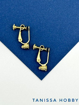 Клипсы переходник пусеты, позолота, Е531