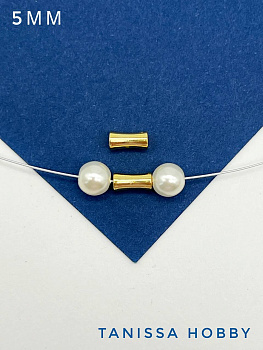 Разделитель бусина трубочка бамбук, 7мм, позолота, ШТУКА, М521