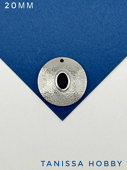 Подвеска круг монетка черный фианит, 20мм, сталь, Ч712