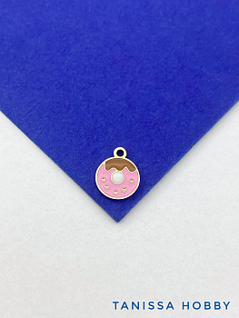 Подвеска пончик, эмаль, 8мм, сталь, позолота, Ш434