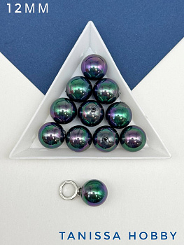 Жемчуг Майорка, полупросверленный, круглый, черный, 12мм, МА059