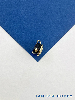 Подвеска чашка чая, кофе, посуда, черная эмаль, 13х7мм, позолота, Д211