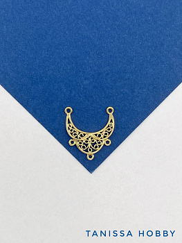 Коннектор ажурный этно кружево, 19мм, позолота, Д434