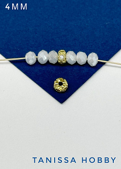 Разделитель шайба с фианитами 4мм, позолота, М405