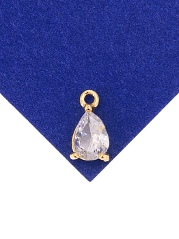 Подвеска капля с фианитом 8х5мм, позолота, Ю720
