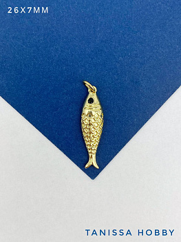 Подвеска рыба 26х7мм, позолота, Ю909