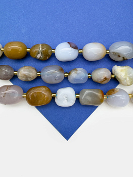 Микс агат, галтовка, 14-19мм, 1/2 нити (19см), Б185
