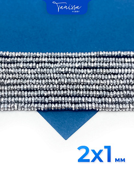 Гематин гематит бусины шайба, диск, огранка, серебро, 2мм, нить, ГТ119