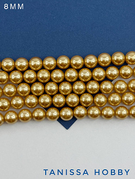 Жемчуг Майорка, золото, Gold, 8мм, нить, МА226