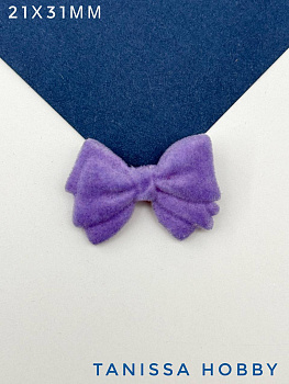 Бусина плюшевая, бантик 21х31мм, фиолетовый бархат, Ю612