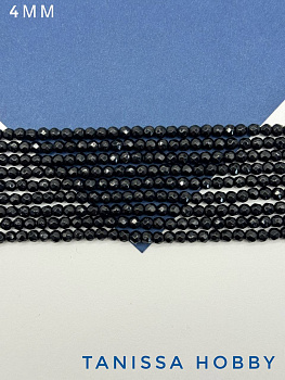 Черный агат граненый, огранка, 4мм, 1/2 нити, Б188