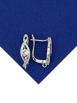 Швензы английский замок с фианитом, родий, 625