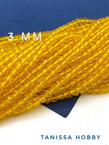 Шпинель синтетическая желтая, 3мм, нить Б199