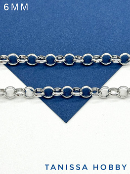 Цепочка ролло 6мм, 50см, родий, СН156