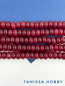 Халцедон бордовый гранат, бусины кукуруза рондель, 5х8мм, 1/2 нити, Б197