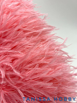 Перья на ленте страусиные малиновые, 10 см, ПЕР026