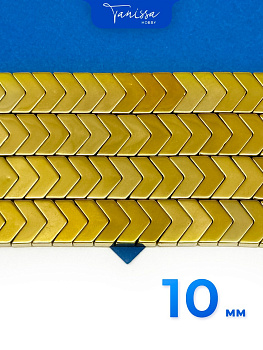 Бусина гематит, гематин, стрелка, 10мм, золото, 1/2 нити, ГТ042