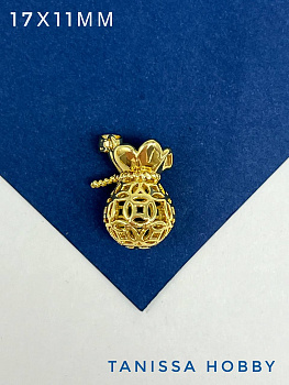 Подвеска денежный мешок, деньги, позолота, С608