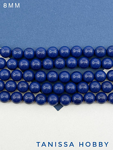 Жемчуг Майорка, синий, Porcelain Blue, 8мм, нить, МА206