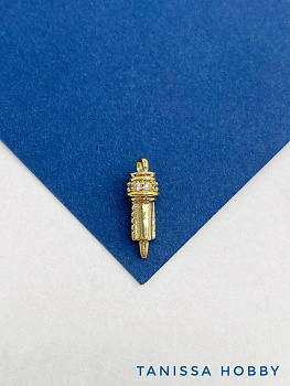 Подвеска микрофон с фианитами, музыка, 16х5мм, позолота, Д412