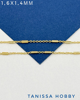 Цепочка тонкая якорная палочка 1,6х1,4мм, 50см, позолота, СН128