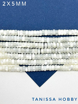 Перламутр бусины, рондели шайба, 2х5мм, нить, ПМ029