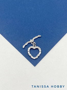 Замочек тогл сердце, родий, Т228