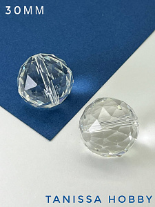 Бусина шар, интерьерный кристалл, 30мм, хрусталь, ЛС049