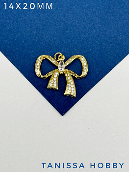 Подвеска бантик (правый), позолота, С711
