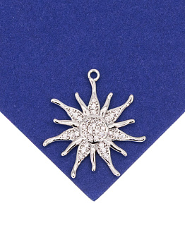 Подвеска солнце с фианитами, 21мм, родий, С313