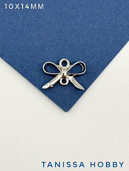 Коннектор бантик, 10х14мм, родий, Ю330